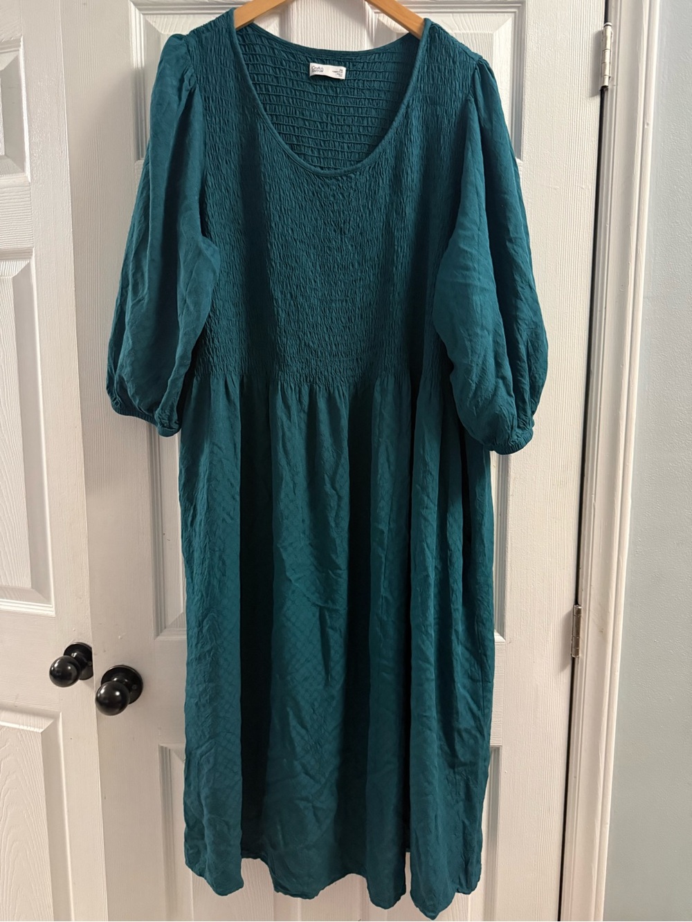 Croft & Barrow Teal Smocked Midi Dress Size 3X